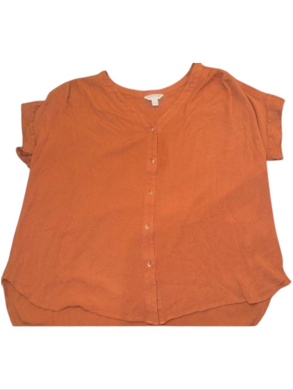 Orvis Rust Crinkle Gauze Top with V-Neck Large Excellent Condition.